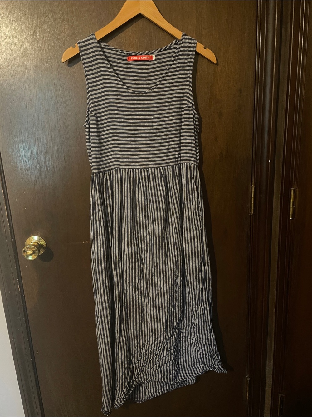 PYNE & SMITH Black and White Striped Maxi Dress